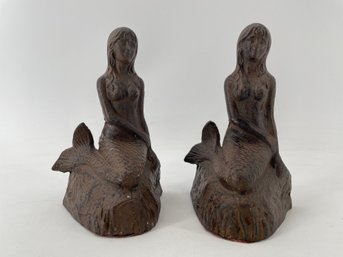 Pair Of Cast Iron Mermaid Bookends