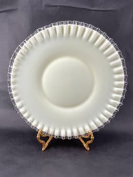 Uranium Glass Silver Crest Ruffled Platter