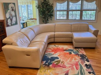 Contemporary Leather Sectional With Electric Recline Feature
