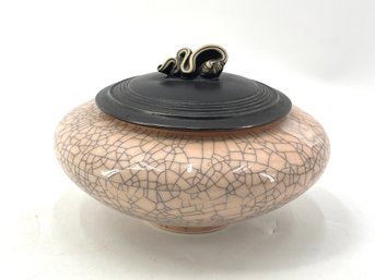 Covered Pottery Vessel Signed Andrew Maccorkindale