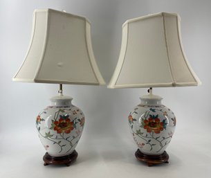 Pair Of Porcelain Jar Table Lamps