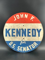 Vintage Political Campaign Sign For John F. Kennedy's Bid For The U.S. Senate