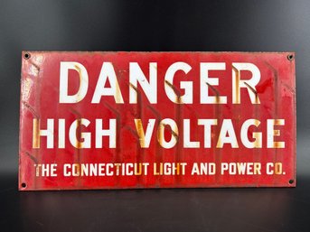 Vintage Porcelain Sign From The Connecticut Light And Power Co.