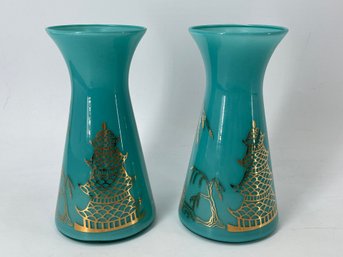 Vintage Bartlett Collins Atomic Age Glass 9' Vases