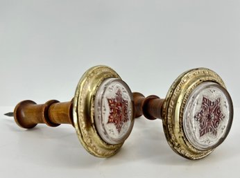 Victorian Sulphide Glass Curtain Tie Backs