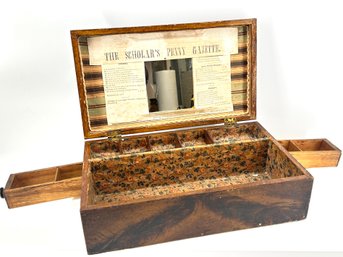 19th Century Grain Paint Decorated Box, Feather Type Decoration W/ Two Drawers