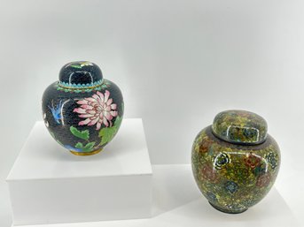 Pair Of  Vintage Chinese Cloisonne Ginger Jars