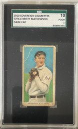 1910 T206 Christy Mathewson Dark Cap Sovereign SGC 1