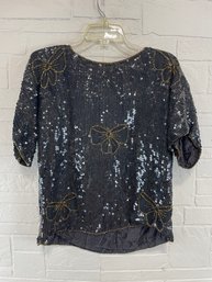 Joseph Le Bon Silk & Sequin 'Bow' Blouse Size M