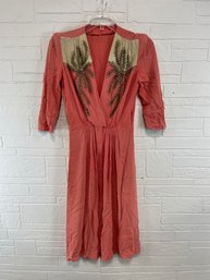 Vintage Salmon Beaded Dress