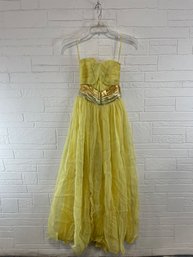 Vintage Yellow Strapless Party Dress