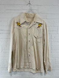 Vintage Cotton With Embroidered Yellow Flower Shirt