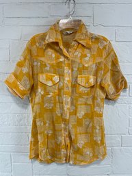 Indian Yellow Cotton Short Sleeve Shirt By Hatari Imports