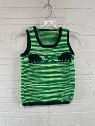 Vintage Green Knit Vest With Bears (possible Child Size)