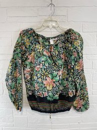 Saks Fifth Avenue Floral Peasant Shirt Size 8