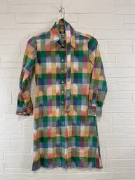 Vintage 'Shirtmaker' Madras Plaid Shirt Dress With Belt Size 10