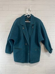 Woman's Green Boiled Wool Coat By Geiger Size 44