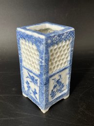 Vintage Chinese Blue And White Hand-painted Small Incense Burner