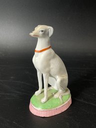 Antique English Staffordshire Bisque Whippet Dog Figurine