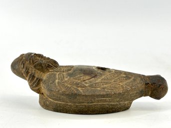 Ancient Roman Carved Stone Figural Oil Lamp