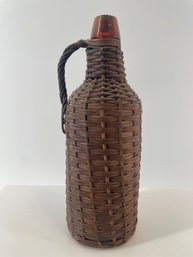 Vintage Wicker-wrapped Glass Demijohn Bottle