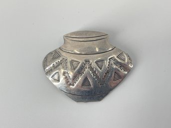 Vintage Sterling Silver Native American Pueblo Pottery Pin