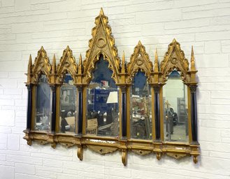 Early 20th Century Gothic Revival 5-Panelled Gilt Mirror