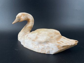 Signed Hand-carved Wooden Swan Decoy