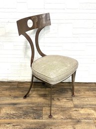 Vintage Shaver Howard Brushed Steel Metal Modern Regency Style Side Chair