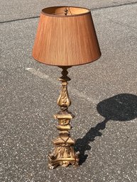 19th Century Italian Tall Gold Pricket Lamp