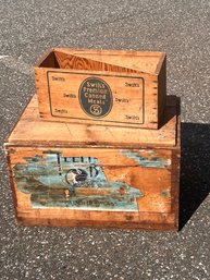 Pair Of Vintage Advertising Wooden Crates
