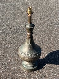 Tooled Tin And Copper Morrocan Table Lamp