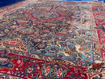 Authentic Hand-knotted Persian Rug In The Kashan/Isfahan Style, Size: 12.3 X 9.4