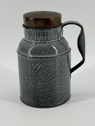 Vintage Graniteware Enamelware Gray Milk Can