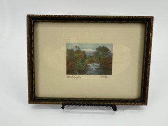 Vintage Hand-colored Photograph Titled 'Mt. Lafayette,' Created By Artist Charles H. Sawyer