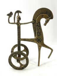 Mid Century Brass Chariot Figure