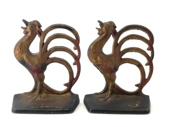 Antique Rooster Bookends