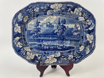 STAFFORDSHIRE TRANSFER-PRINTED 'KENMOUNT / DUMFRIESSHIRE' CERAMIC PLATTER Repaired