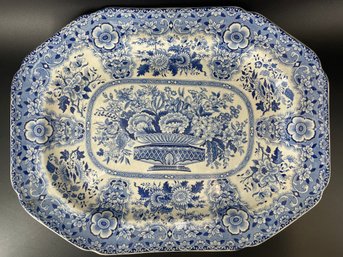 'Semi Nankeen China' Blue Printed Filigree Pattern Platter Minton Circa 1830,