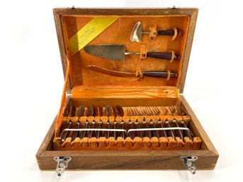 Mid Century Brass Flatware Set W/ Case
