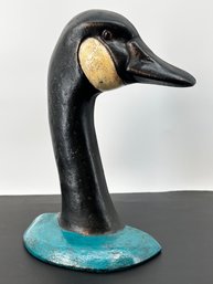 Painted Cast Iron Goose Head Doorstop Signed Clancy, Needham MA