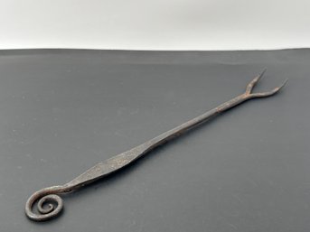 18th C. Hand Wrought Iron Fork With Spiral End