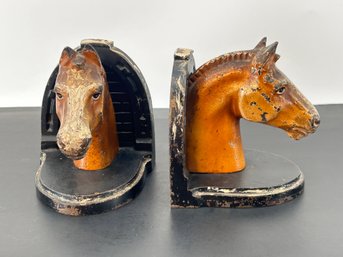 Antique Cast Iron Horse Head Bookends
