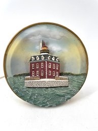 Vintage Light-up Decorative Plate Featuring The New London Ledge Lighthouse