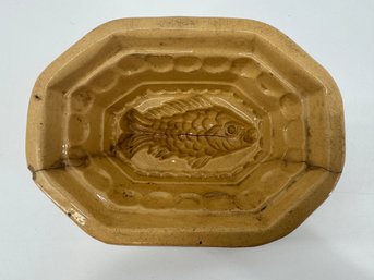 Antique Yellow Ware Fish Mold
