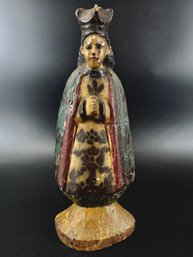 Antique Santos Carved Wood Statue Great Paint