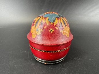 Antique Norwegian Hand Painted Wooden Trinket Box