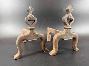 19th C. Heart Design Bedroom Andirons