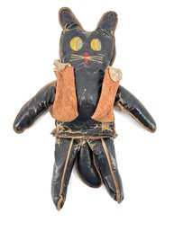 Folk Art Cat Doll, Stuffed Oil Cloth With Great Eyes