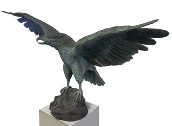 BRONZE SCULPTURE - Full Body Cast Bronze American Eagle With Wings Spread 54'